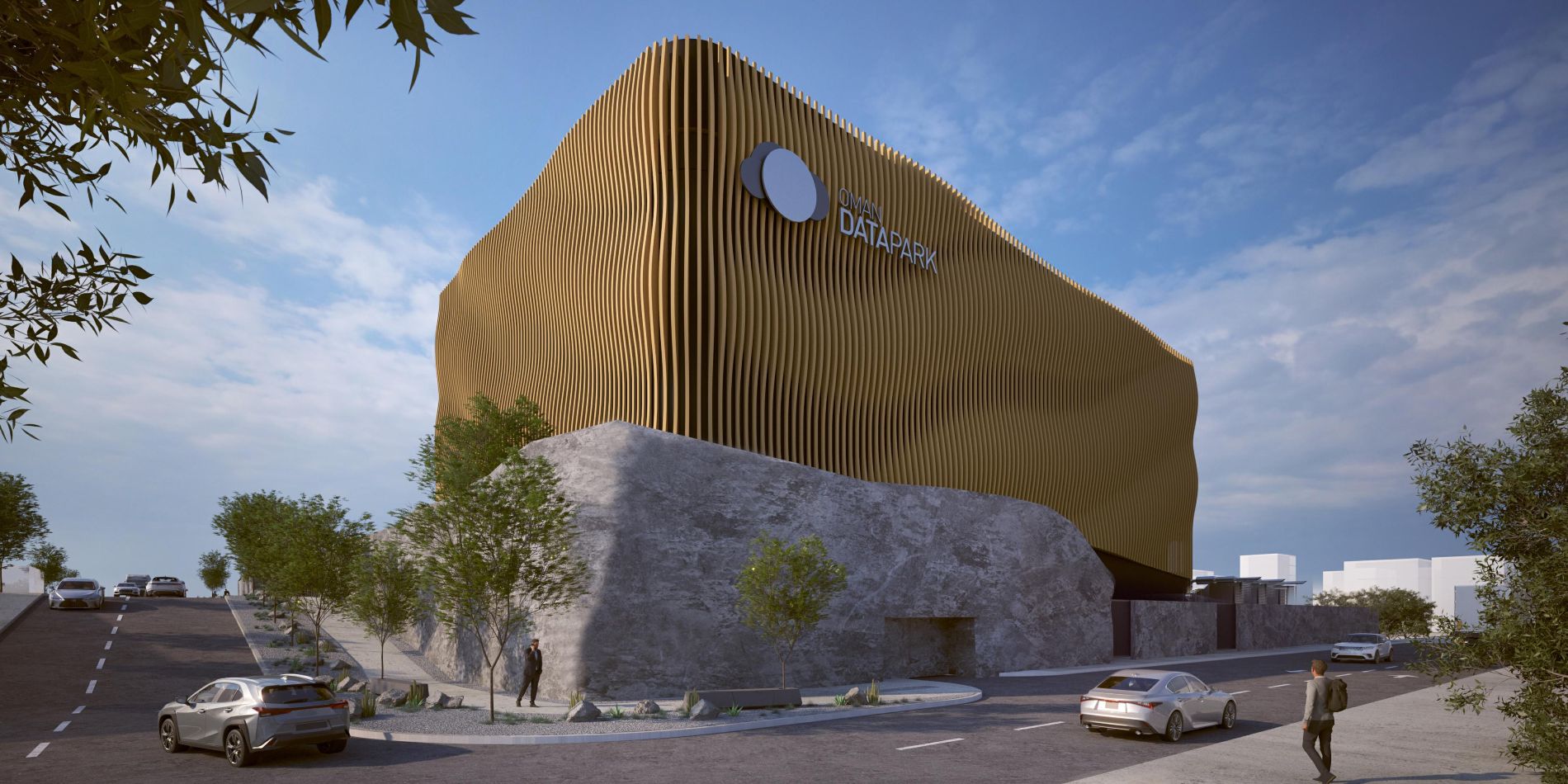 Aerial view of a coastal harbor